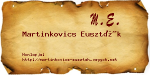 Martinkovics Euszták névjegykártya